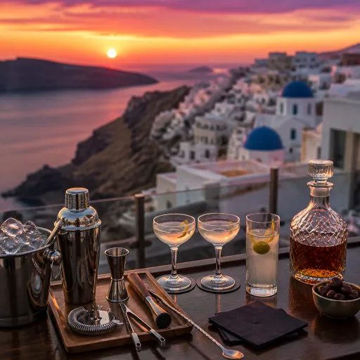 Santorini Greece honeymoon escapes on the caldera cliff for bar lovers